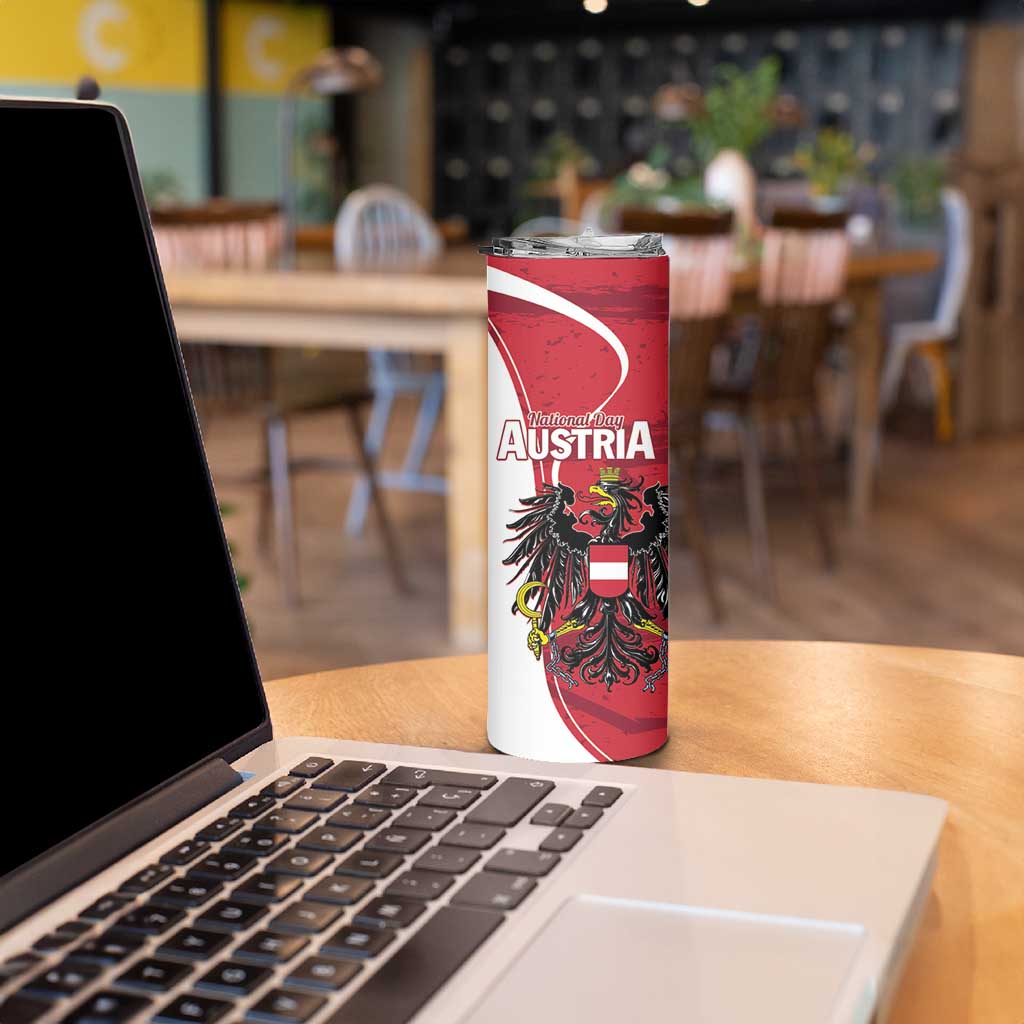 Personalized Austria National Day Skinny Tumbler Republik Osterreich Black Eagle - Wonder Print Shop