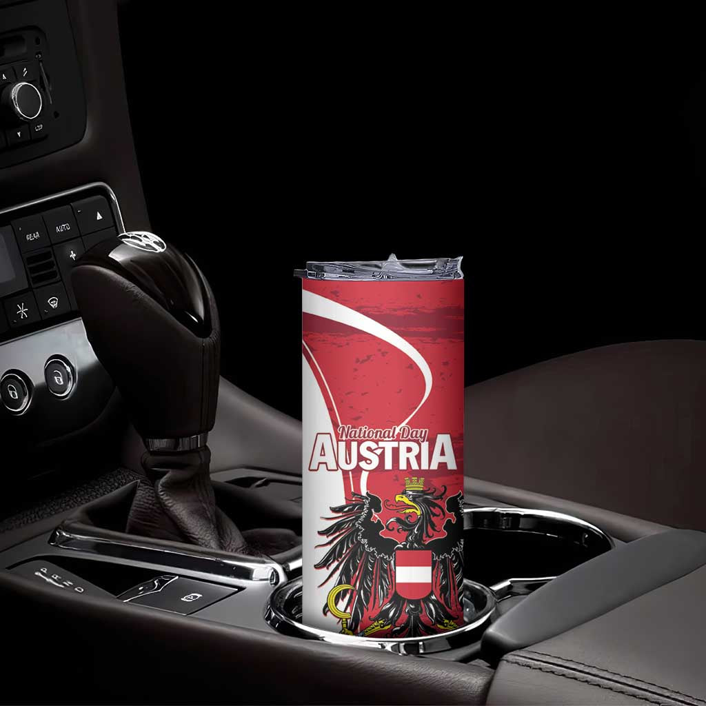 Personalized Austria National Day Skinny Tumbler Republik Osterreich Black Eagle - Wonder Print Shop