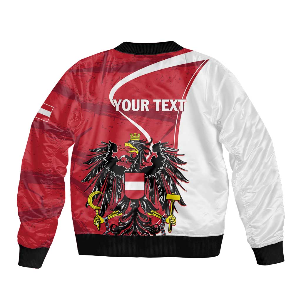 Personalized Austria National Day Sleeve Zip Bomber Jacket Republik Osterreich Black Eagle - Wonder Print Shop