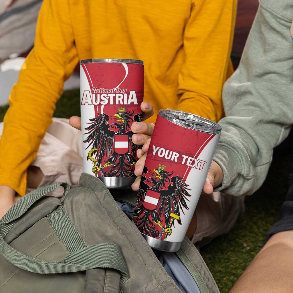 Personalized Austria National Day Tumbler Cup Republik Osterreich Black Eagle - Wonder Print Shop