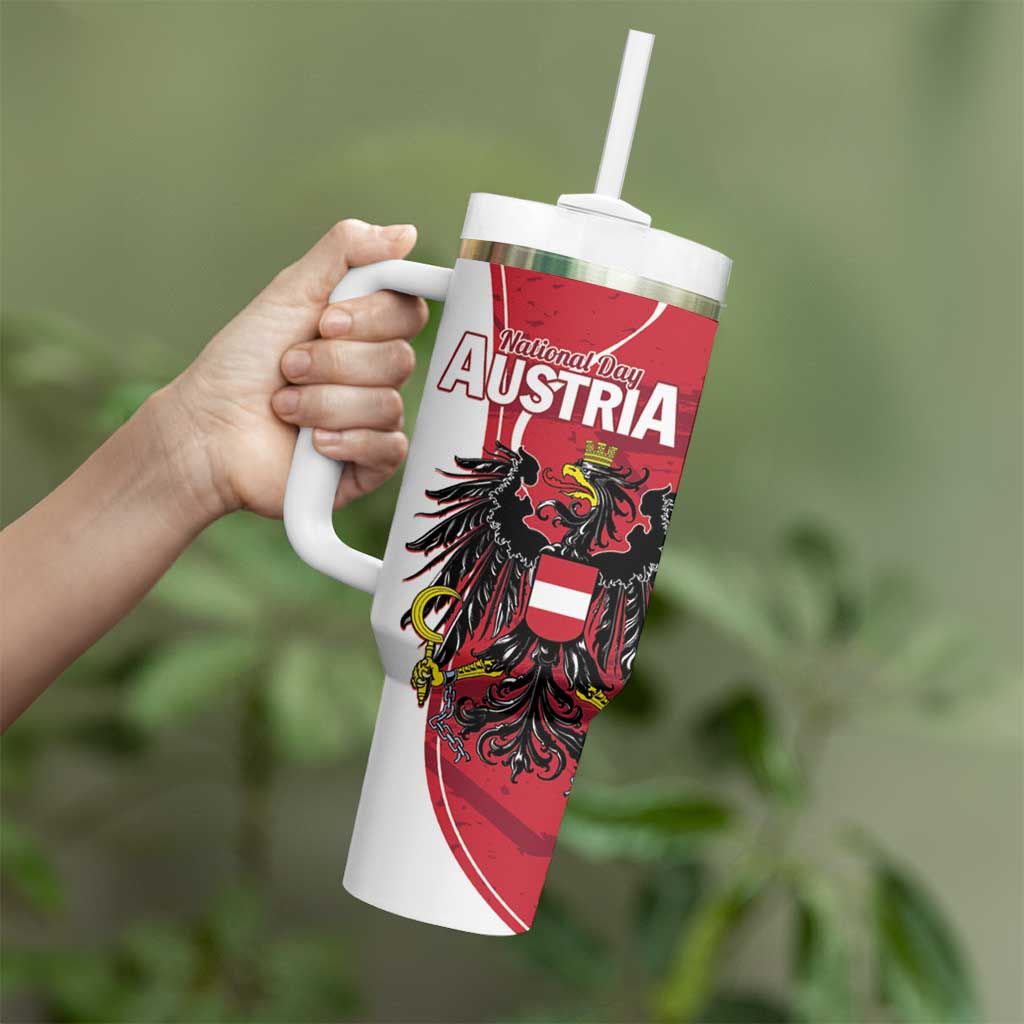 Personalized Austria National Day Tumbler With Handle Republik Osterreich Black Eagle - Wonder Print Shop
