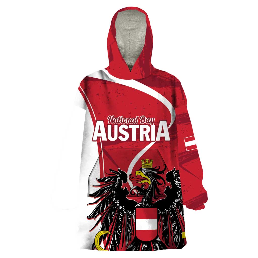 Personalized Austria National Day Wearable Blanket Hoodie Republik Osterreich Black Eagle - Wonder Print Shop