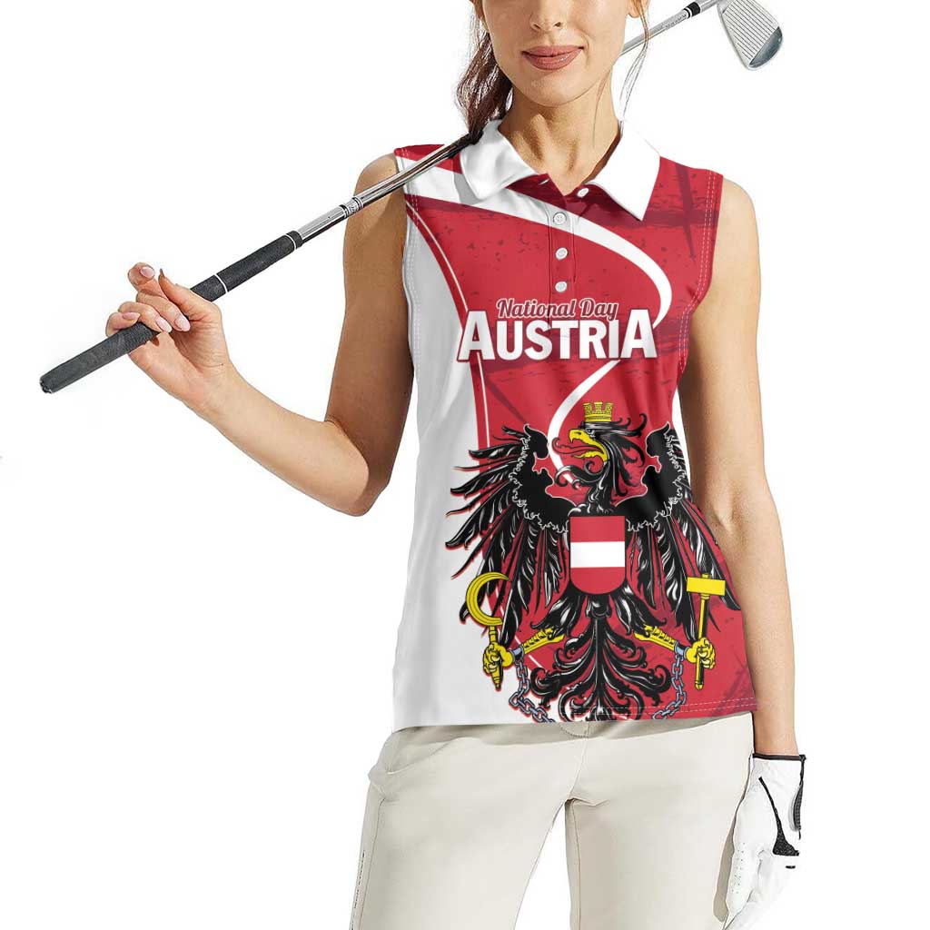 Personalized Austria National Day Women Sleeveless Polo Shirt Republik Osterreich Black Eagle - Wonder Print Shop