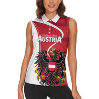 Personalized Austria National Day Women Sleeveless Polo Shirt Republik Osterreich Black Eagle - Wonder Print Shop