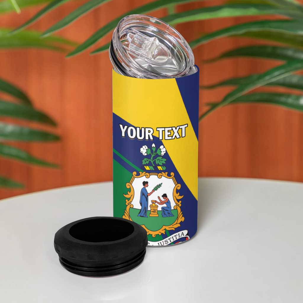 Personalized Saint Vincent and the Grenadines 4 in 1 Can Cooler Tumbler Pax et Justitia Cannonball Flower - Wonder Print Shop