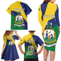 Personalized Saint Vincent and the Grenadines Family Matching Long Sleeve Bodycon Dress and Hawaiian Shirt Pax et Justitia Cannonball Flower - Wonder Print Shop