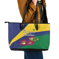 Saint Vincent and the Grenadines Leather Tote Bag Pax et Justitia Cannonball Flower - Wonder Print Shop