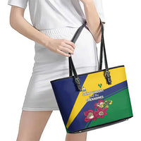 Saint Vincent and the Grenadines Leather Tote Bag Pax et Justitia Cannonball Flower - Wonder Print Shop