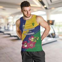 Personalized Saint Vincent and the Grenadines Men Tank Top Pax et Justitia Cannonball Flower - Wonder Print Shop