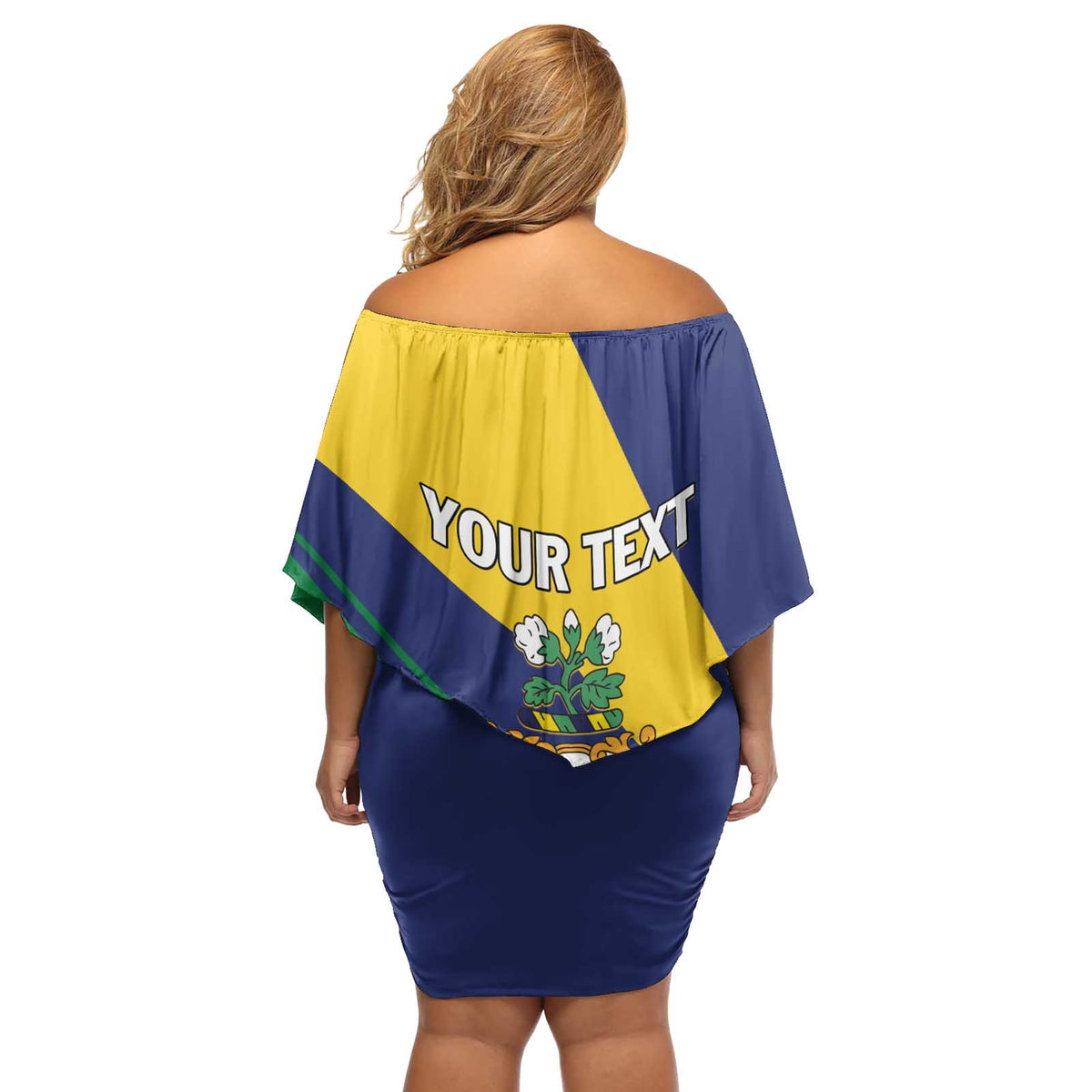 Personalized Saint Vincent and the Grenadines Off Shoulder Short Dress Pax et Justitia Cannonball Flower - Wonder Print Shop