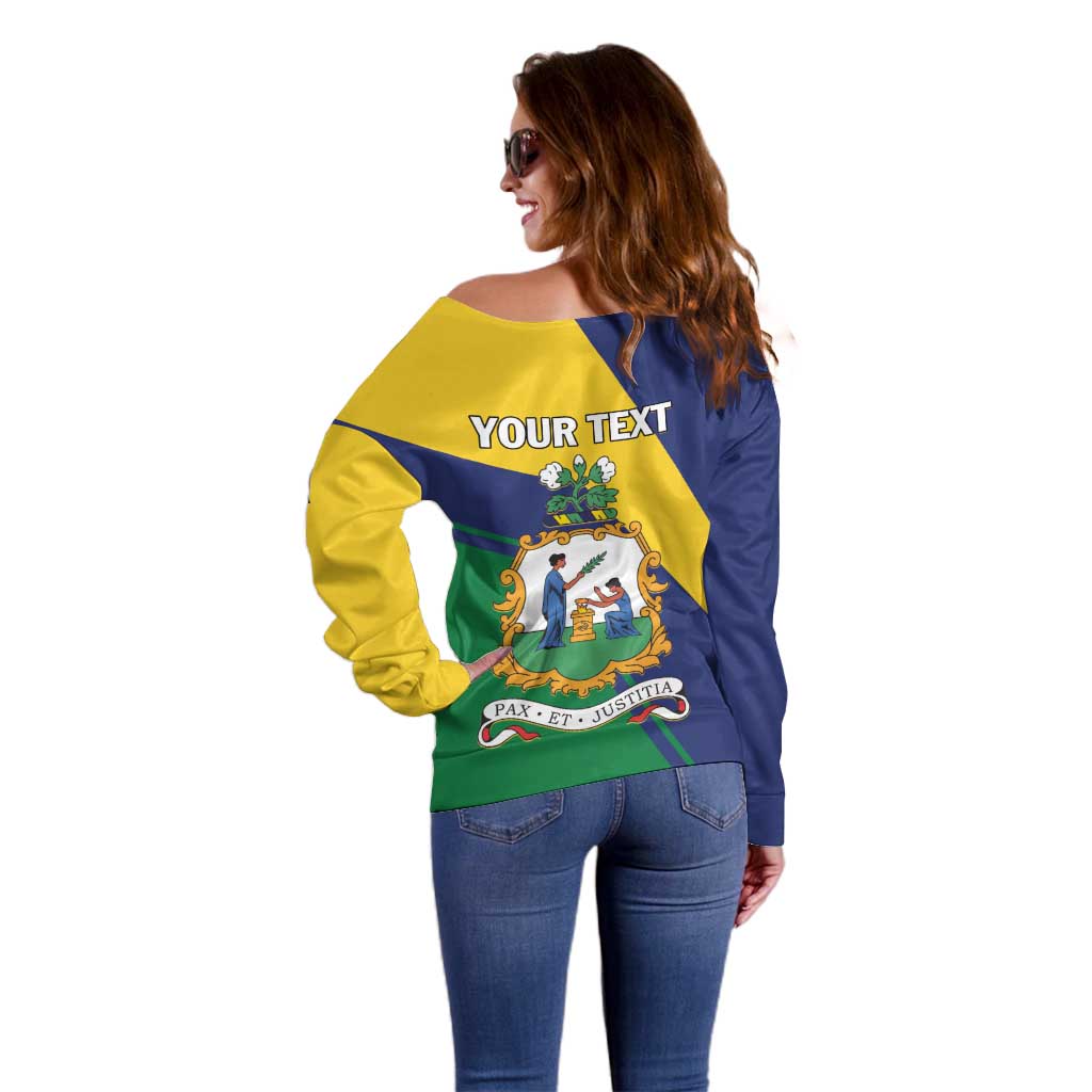 Personalized Saint Vincent and the Grenadines Off Shoulder Sweater Pax et Justitia Cannonball Flower - Wonder Print Shop