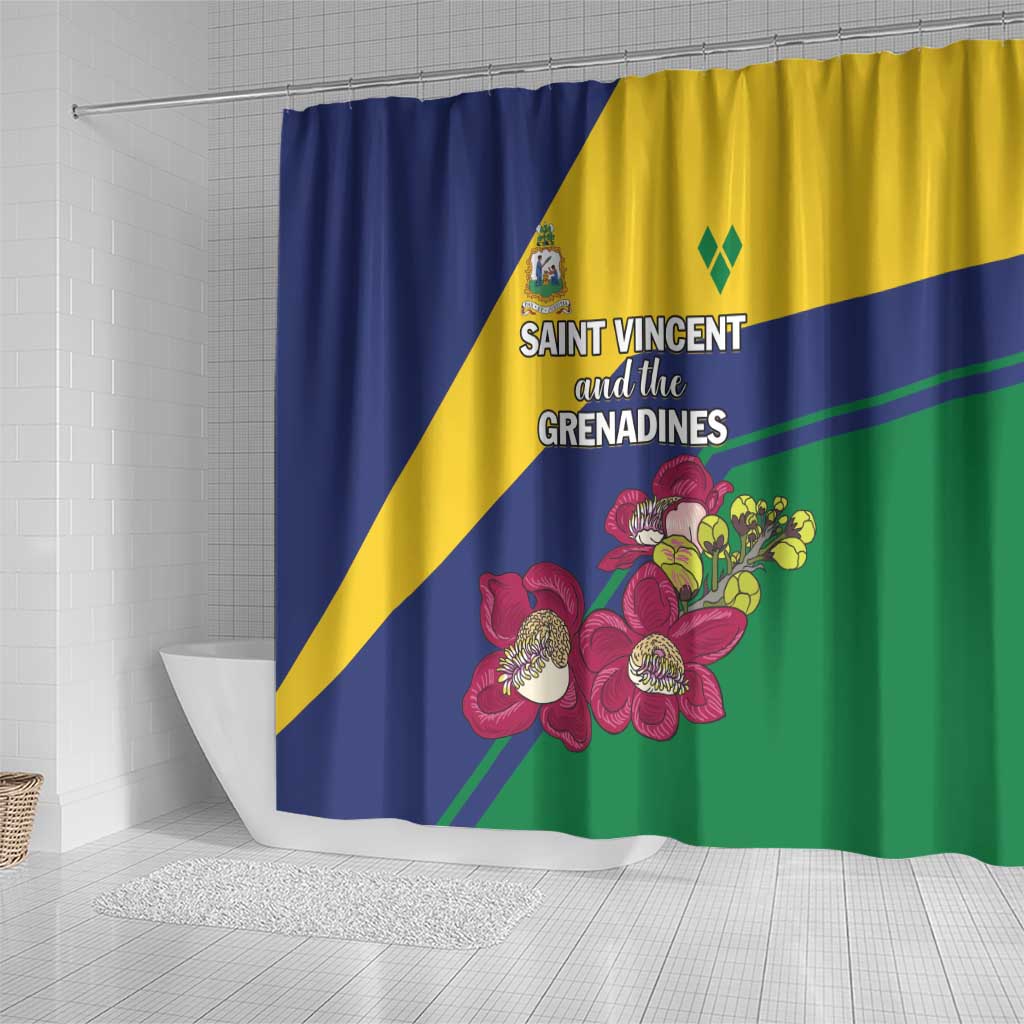 Saint Vincent and the Grenadines Shower Curtain Pax et Justitia Cannonball Flower