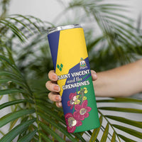 Personalized Saint Vincent and the Grenadines Skinny Tumbler Pax et Justitia Cannonball Flower - Wonder Print Shop