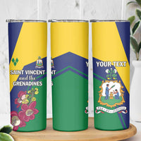 Personalized Saint Vincent and the Grenadines Skinny Tumbler Pax et Justitia Cannonball Flower - Wonder Print Shop