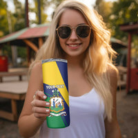 Personalized Saint Vincent and the Grenadines Skinny Tumbler Pax et Justitia Cannonball Flower - Wonder Print Shop