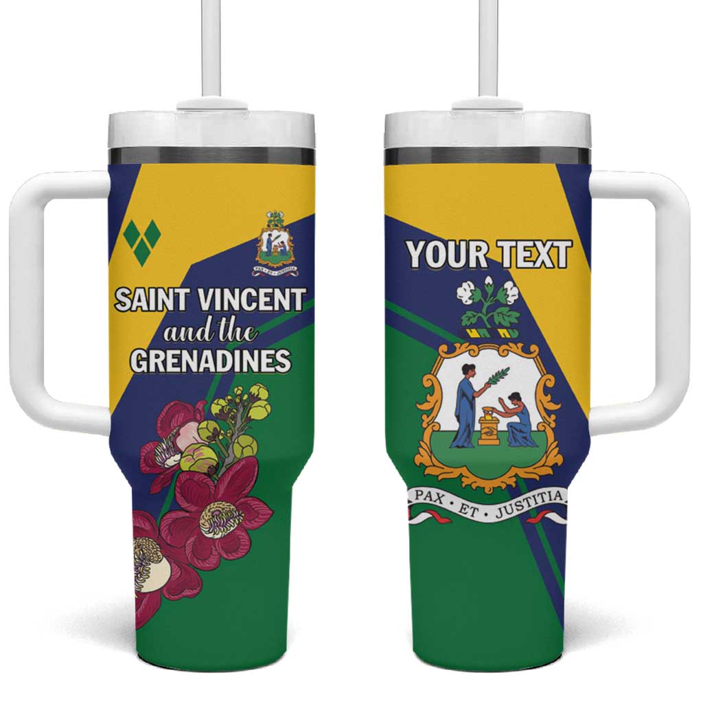 Personalized Saint Vincent and the Grenadines Tumbler With Handle Pax et Justitia Cannonball Flower - Wonder Print Shop