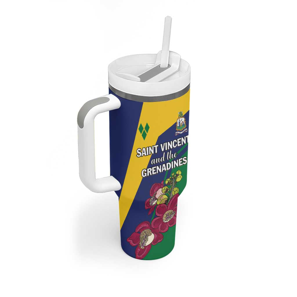 Personalized Saint Vincent and the Grenadines Tumbler With Handle Pax et Justitia Cannonball Flower - Wonder Print Shop