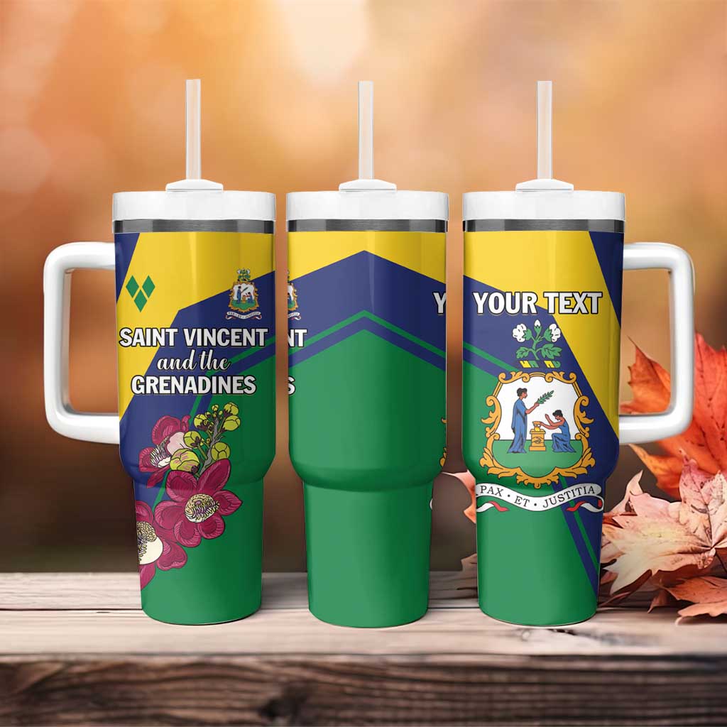 Personalized Saint Vincent and the Grenadines Tumbler With Handle Pax et Justitia Cannonball Flower - Wonder Print Shop