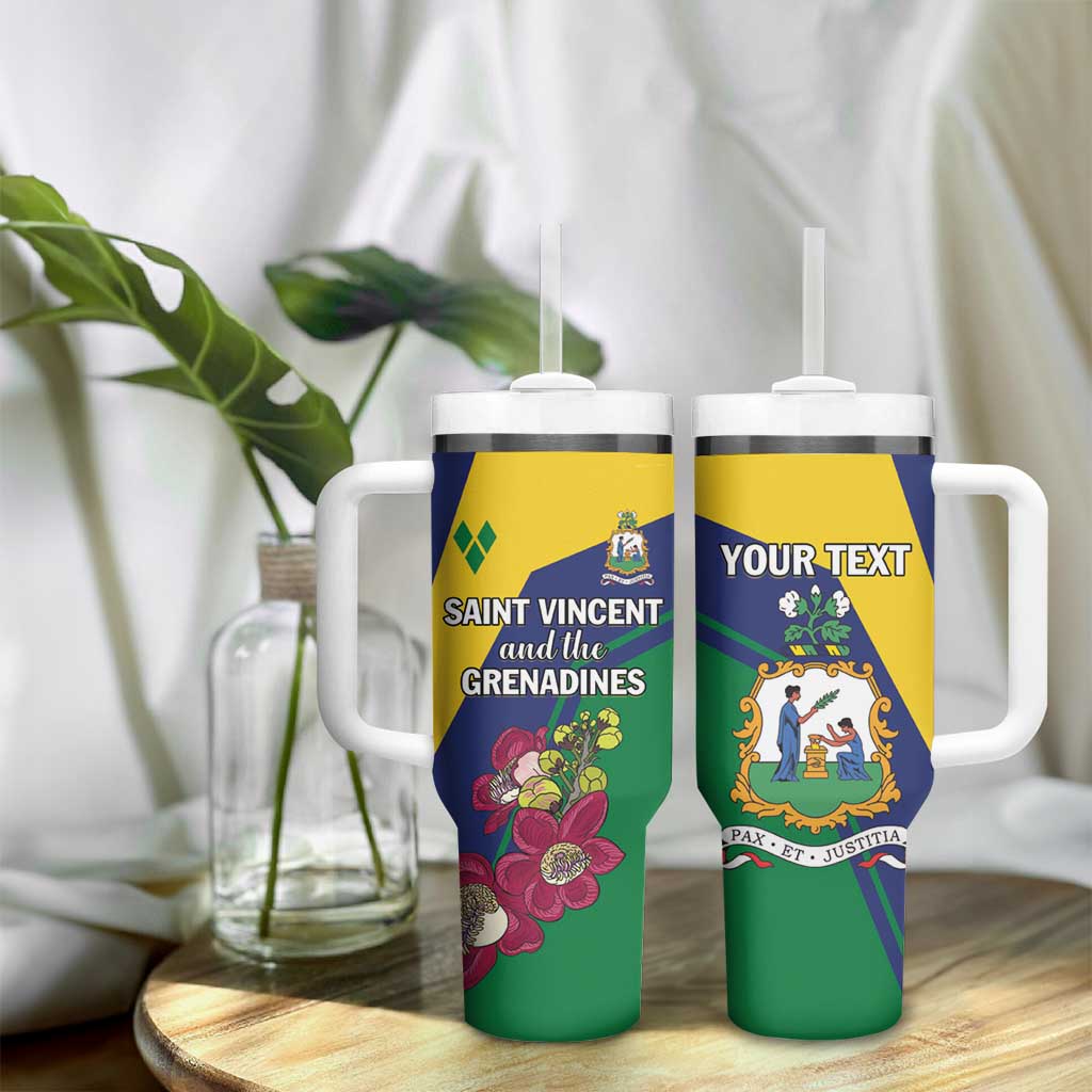 Personalized Saint Vincent and the Grenadines Tumbler With Handle Pax et Justitia Cannonball Flower - Wonder Print Shop