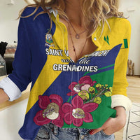 Personalized Saint Vincent and the Grenadines Women Casual Shirt Pax et Justitia Cannonball Flower - Wonder Print Shop