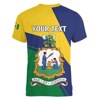 Personalized Saint Vincent and the Grenadines Women V-Neck T-Shirt Pax et Justitia Cannonball Flower - Wonder Print Shop