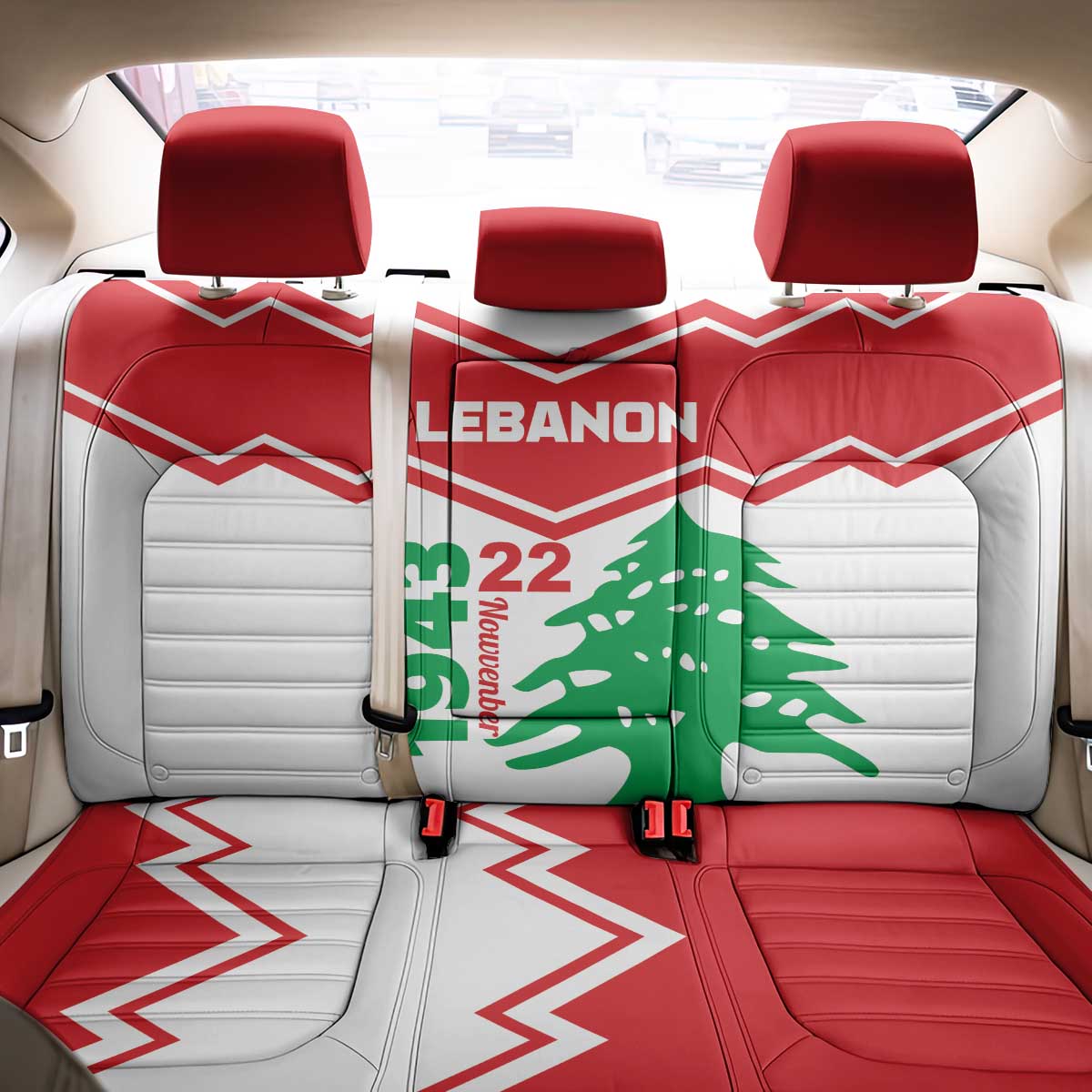 Lebanon Independence Day Back Car Seat Cover Cedrus libani - Wonder Print Shop