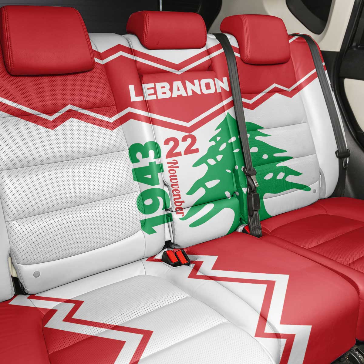Lebanon Independence Day Back Car Seat Cover Cedrus libani - Wonder Print Shop