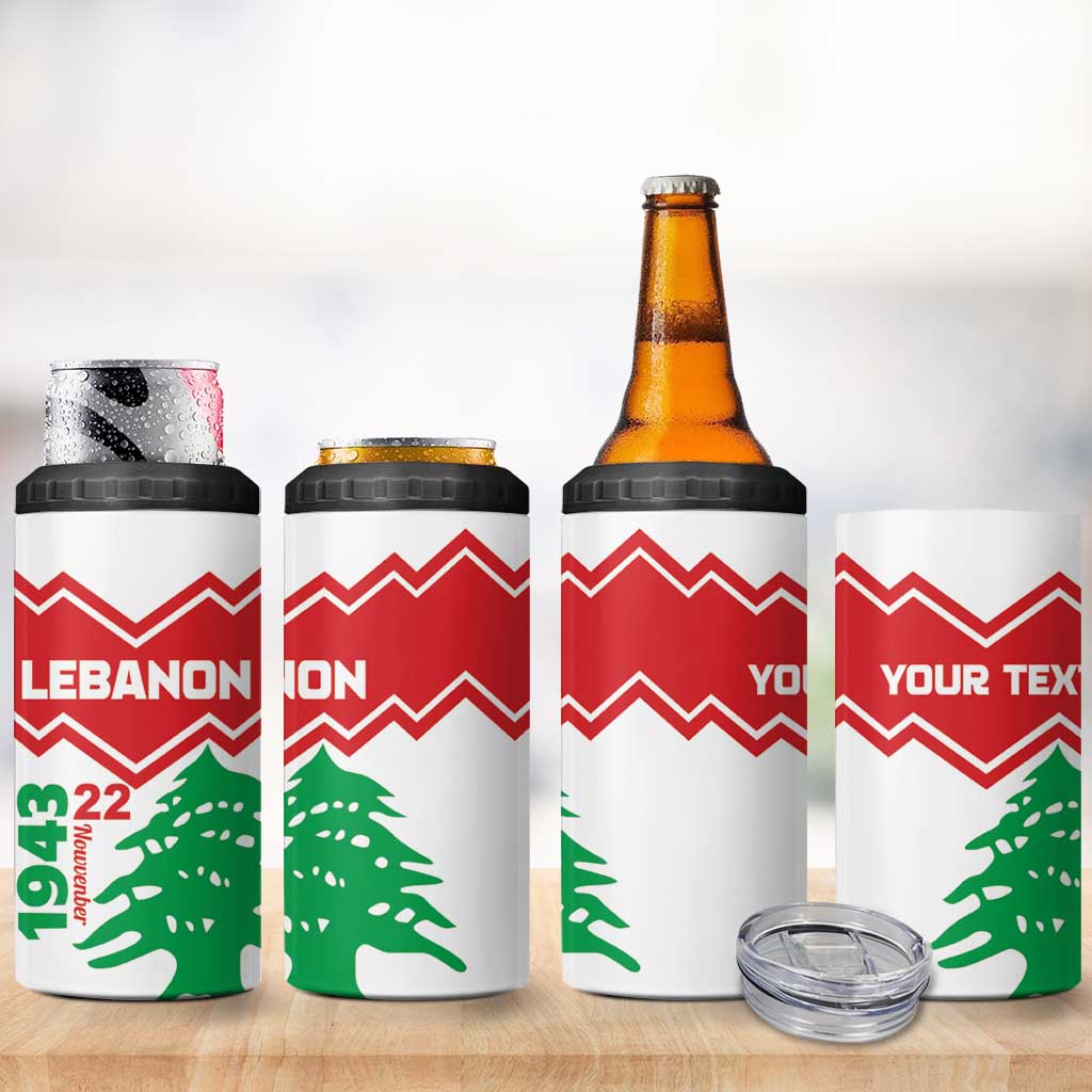 Personalized Lebanon Independence Day 4 in 1 Can Cooler Tumbler Cedrus libani - Wonder Print Shop