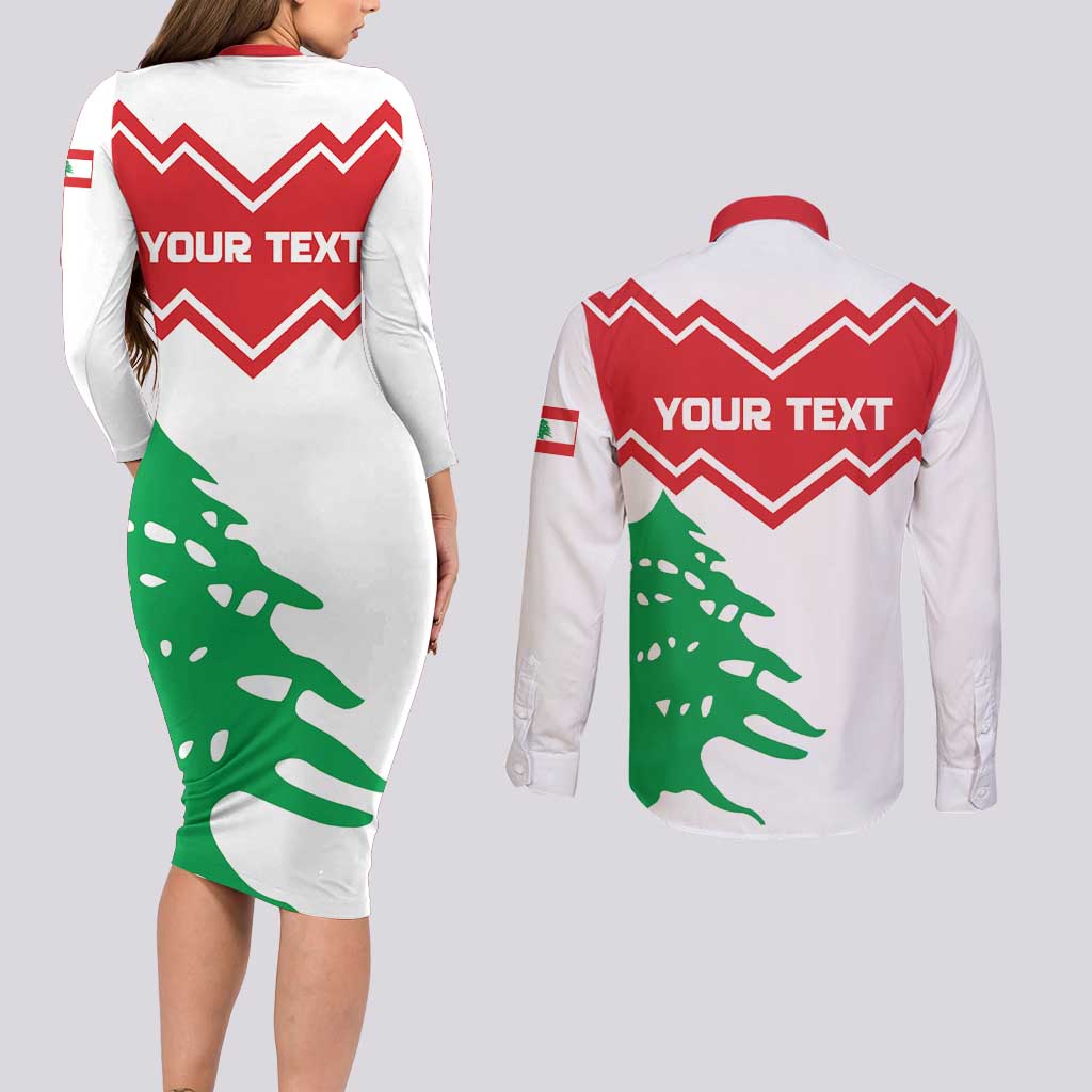 Personalized Lebanon Independence Day Couples Matching Long Sleeve Bodycon Dress and Long Sleeve Button Shirt Cedrus libani - Wonder Print Shop