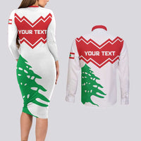 Personalized Lebanon Independence Day Couples Matching Long Sleeve Bodycon Dress and Long Sleeve Button Shirt Cedrus libani - Wonder Print Shop