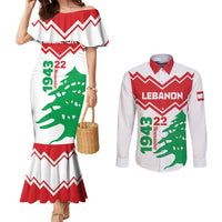 Personalized Lebanon Independence Day Couples Matching Mermaid Dress and Long Sleeve Button Shirt Cedrus libani