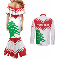 Personalized Lebanon Independence Day Couples Matching Mermaid Dress and Long Sleeve Button Shirt Cedrus libani