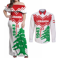 Personalized Lebanon Independence Day Couples Matching Off Shoulder Maxi Dress and Long Sleeve Button Shirt Cedrus libani - Wonder Print Shop