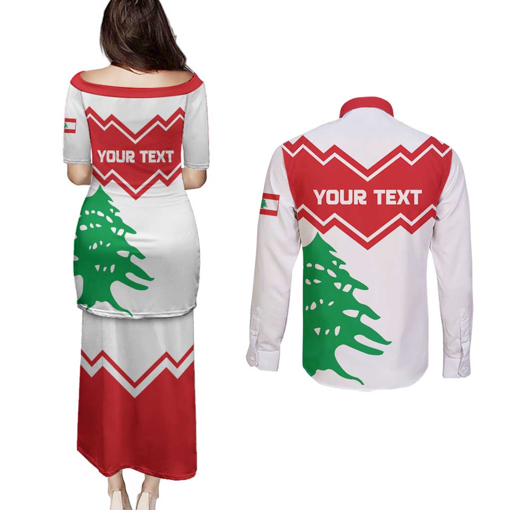 Personalized Lebanon Independence Day Couples Matching Puletasi and Long Sleeve Button Shirt Cedrus libani - Wonder Print Shop