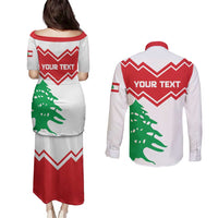 Personalized Lebanon Independence Day Couples Matching Puletasi and Long Sleeve Button Shirt Cedrus libani - Wonder Print Shop