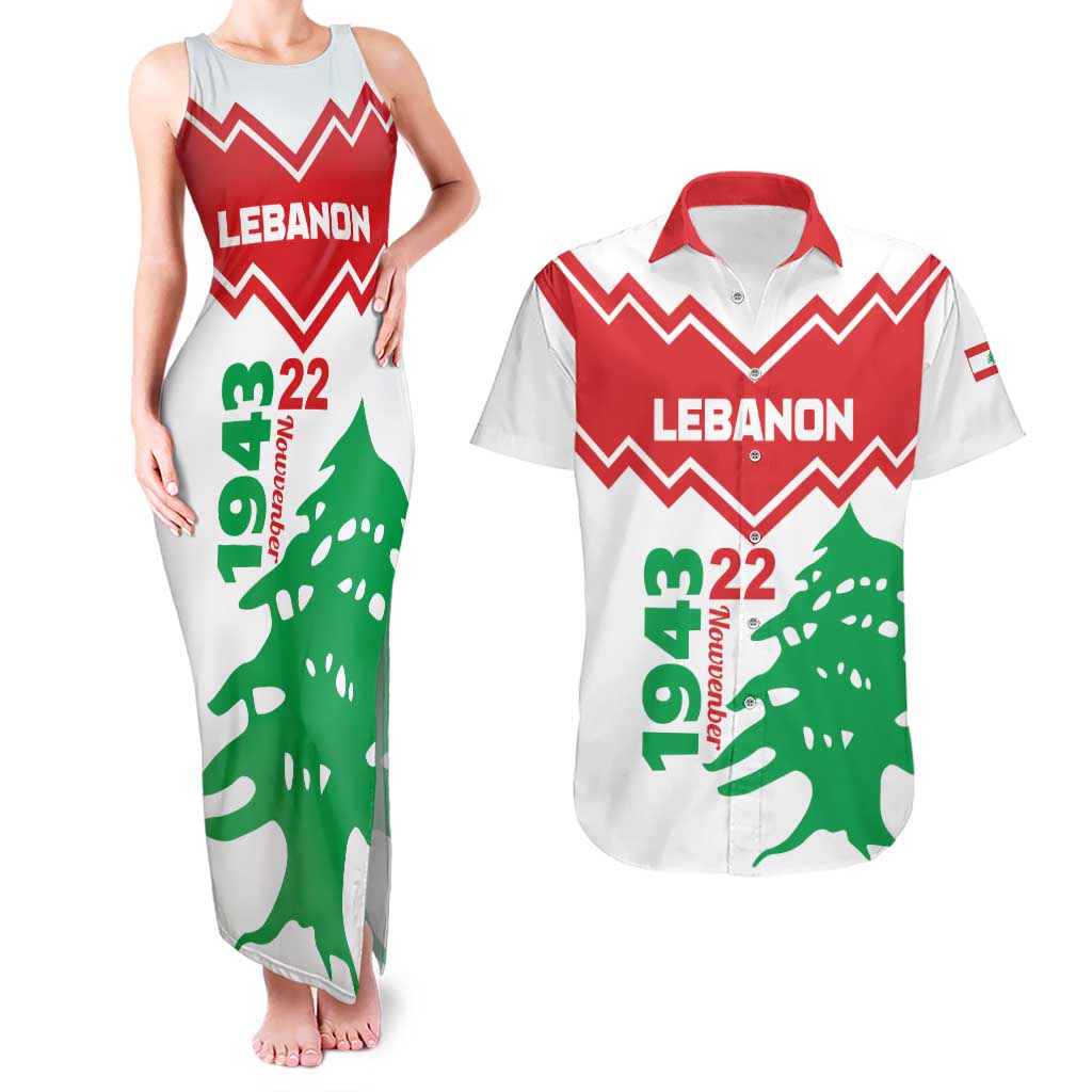 Personalized Lebanon Independence Day Couples Matching Tank Maxi Dress and Hawaiian Shirt Cedrus libani - Wonder Print Shop