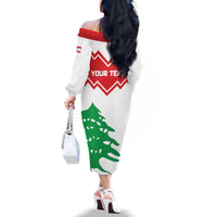 Personalized Lebanon Independence Day Family Matching Off The Shoulder Long Sleeve Dress and Hawaiian Shirt Cedrus libani - Wonder Print Shop
