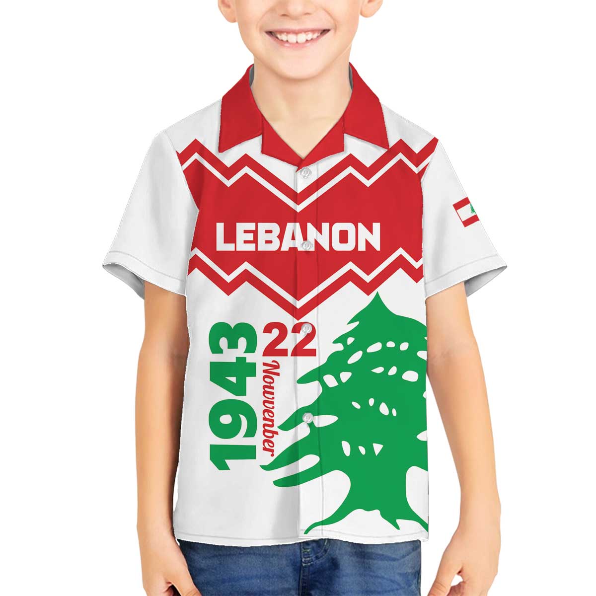 Personalized Lebanon Independence Day Family Matching Off The Shoulder Long Sleeve Dress and Hawaiian Shirt Cedrus libani - Wonder Print Shop