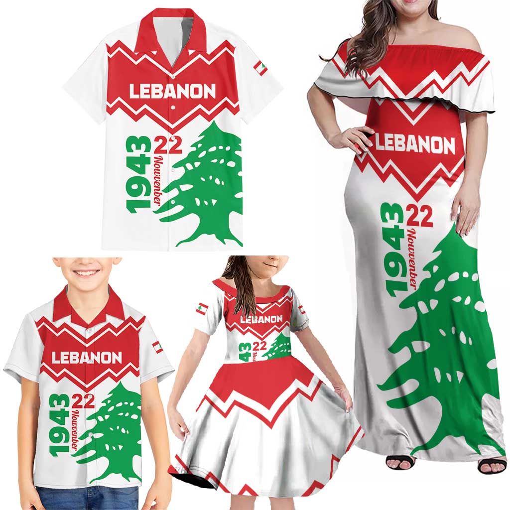 Personalized Lebanon Independence Day Family Matching Off Shoulder Maxi Dress and Hawaiian Shirt Cedrus libani - Wonder Print Shop