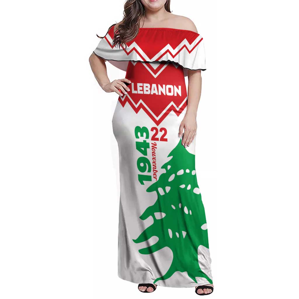 Personalized Lebanon Independence Day Family Matching Off Shoulder Maxi Dress and Hawaiian Shirt Cedrus libani - Wonder Print Shop