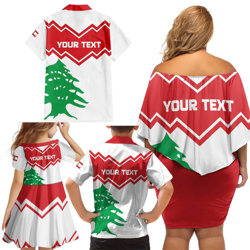 Personalized Lebanon Independence Day Family Matching Off Shoulder Short Dress and Hawaiian Shirt Cedrus libani - Wonder Print Shop