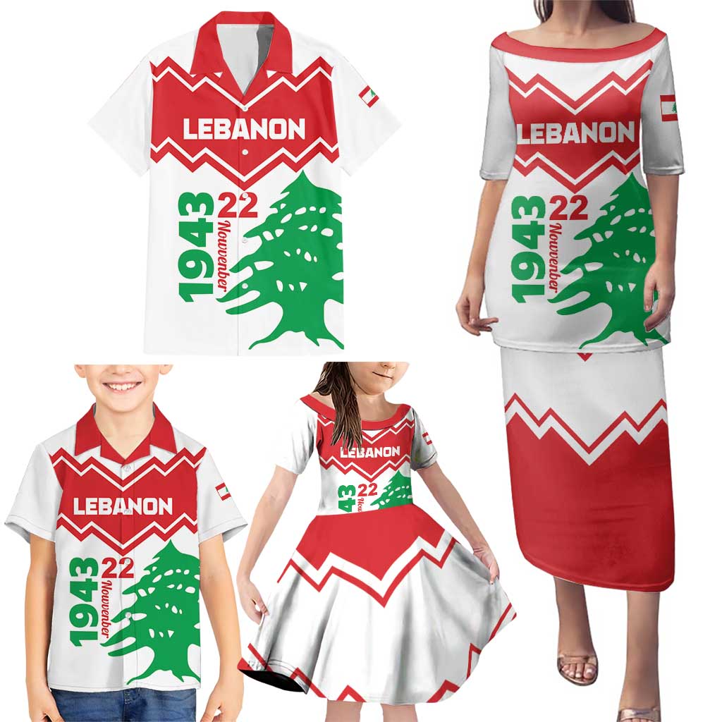 Personalized Lebanon Independence Day Family Matching Puletasi and Hawaiian Shirt Cedrus libani - Wonder Print Shop
