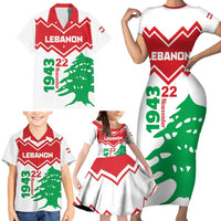 Personalized Lebanon Independence Day Family Matching Short Sleeve Bodycon Dress and Hawaiian Shirt Cedrus libani - Wonder Print Shop