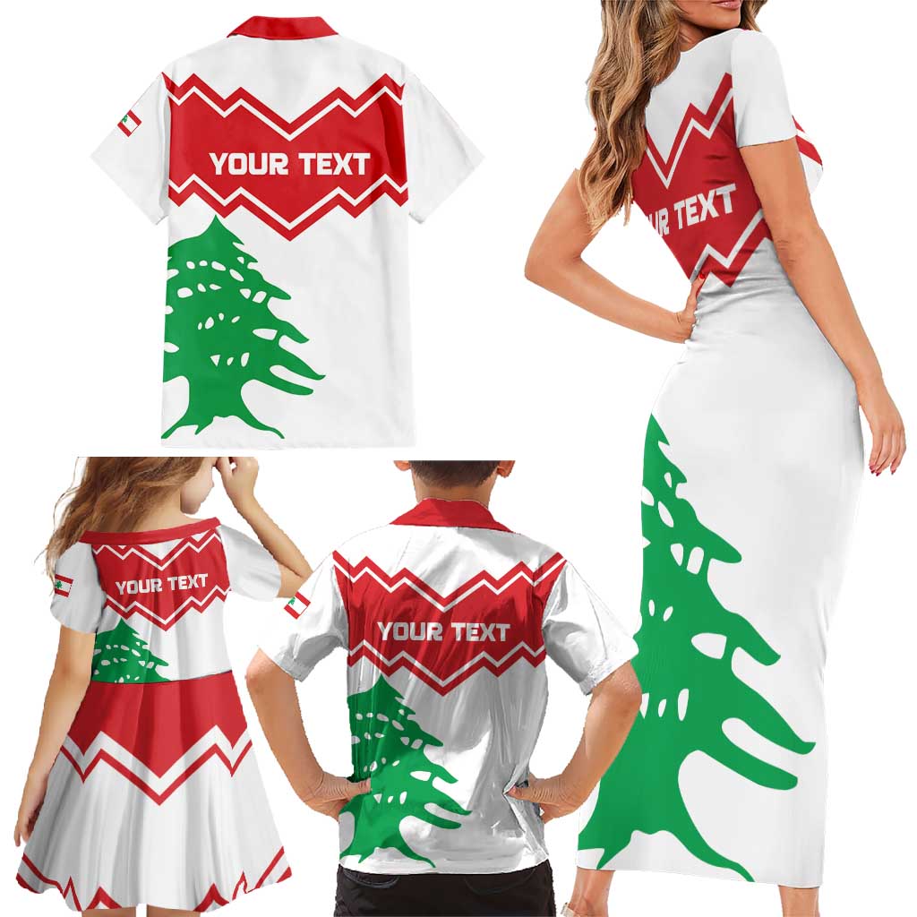 Personalized Lebanon Independence Day Family Matching Short Sleeve Bodycon Dress and Hawaiian Shirt Cedrus libani - Wonder Print Shop