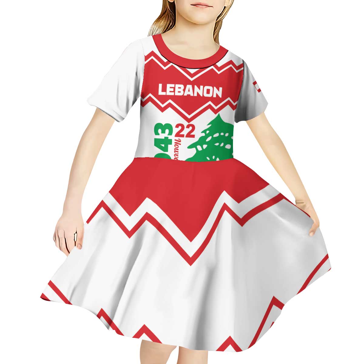Personalized Lebanon Independence Day Kid Short Sleeve Dress Cedrus libani - Wonder Print Shop