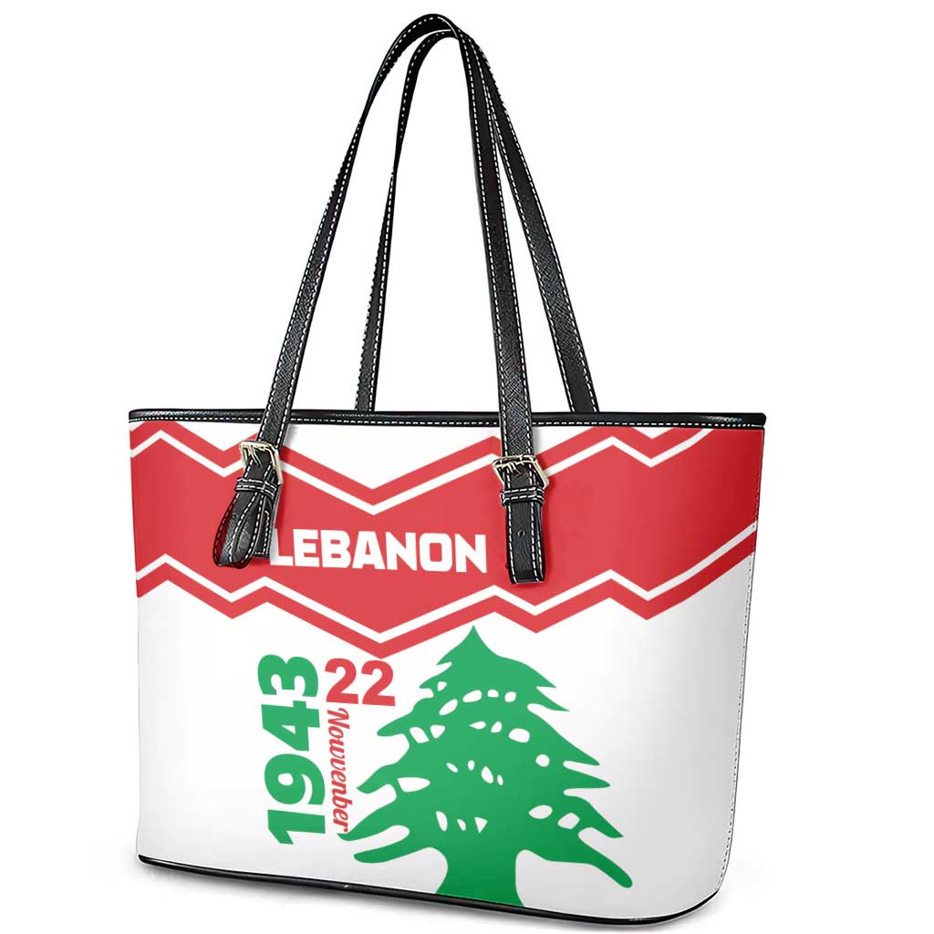 Lebanon Independence Day Leather Tote Bag Cedrus libani - Wonder Print Shop