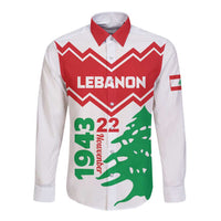 Personalized Lebanon Independence Day Long Sleeve Button Shirt Cedrus libani - Wonder Print Shop