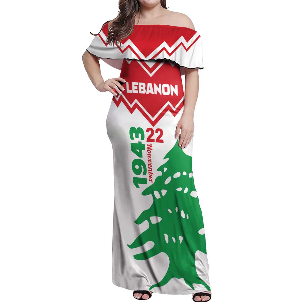 Personalized Lebanon Independence Day Off Shoulder Maxi Dress Cedrus libani - Wonder Print Shop
