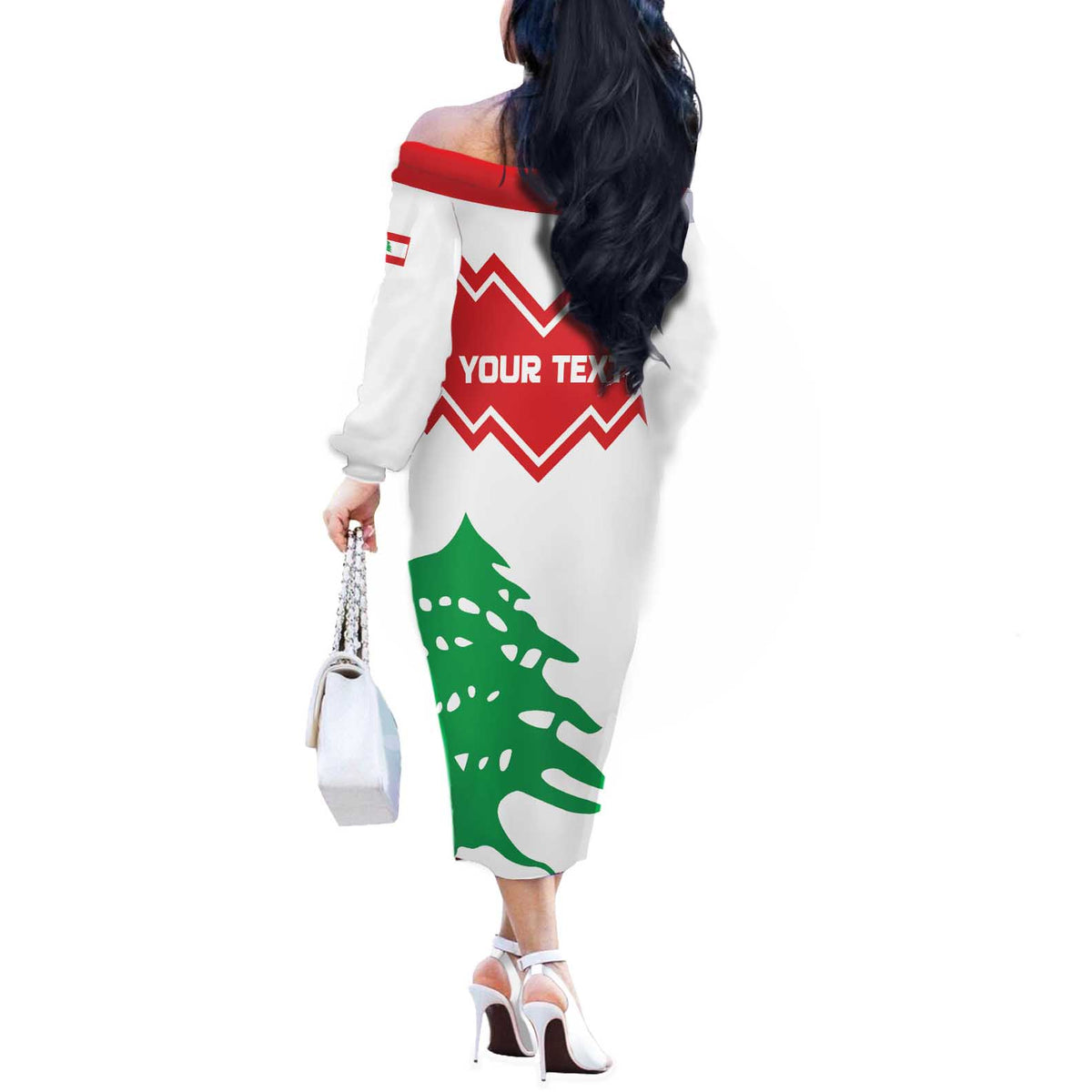 Personalized Lebanon Independence Day Off The Shoulder Long Sleeve Dress Cedrus libani - Wonder Print Shop