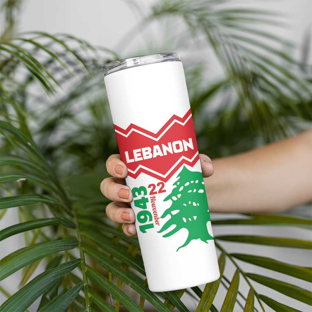 Personalized Lebanon Independence Day Skinny Tumbler Cedrus libani - Wonder Print Shop